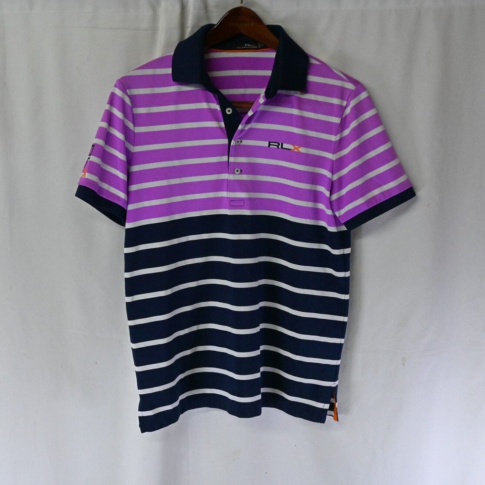 RLX Ralph Lauren Polo Mens Medium Performance Golf Red‎ Blue Striped M